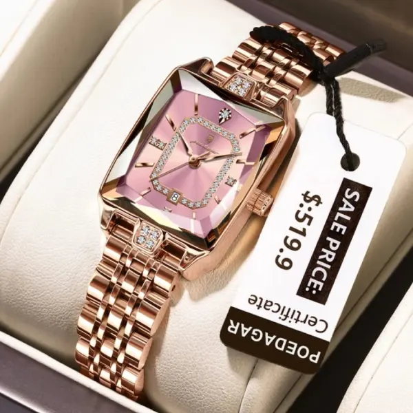 Poedagar 785 Diamond Rectangle Ladies Watch