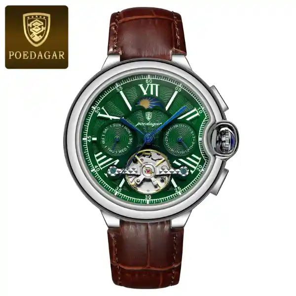 POEDAGAR 1413 Men's Watch - 1413 Silver Green L