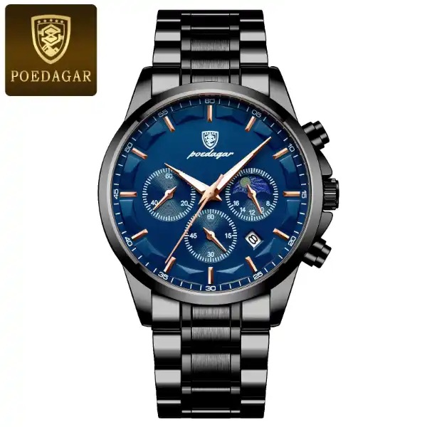 POEDAGAR 928 Men's Watch - Black Blue