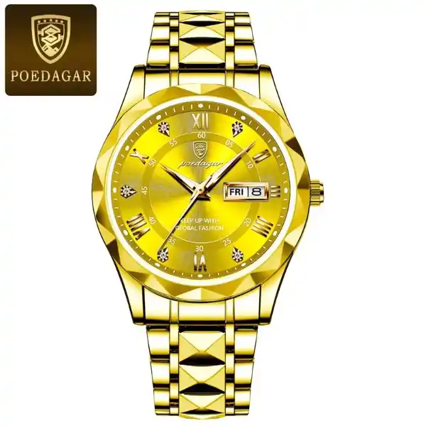 POEDAGAR 615 Men's Watch - Gold Gold S