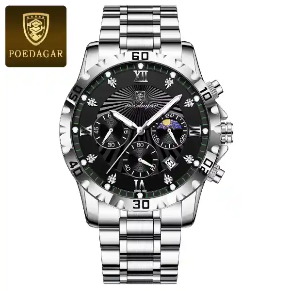 POEDAGAR 965 Men's Watch - 965 Silver Black