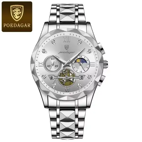 POEDAGAR 972 Men's Watch - 972 Silver White