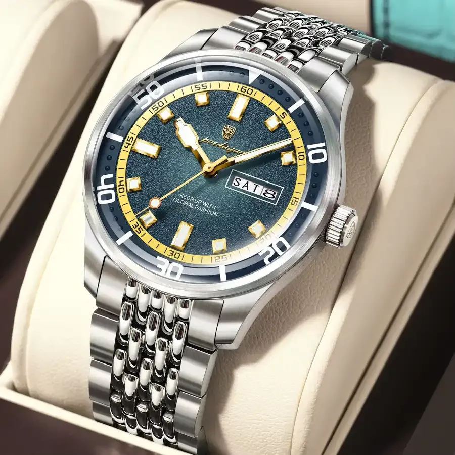 Poedagar 609 Men's Luxury Watch Silver Blue