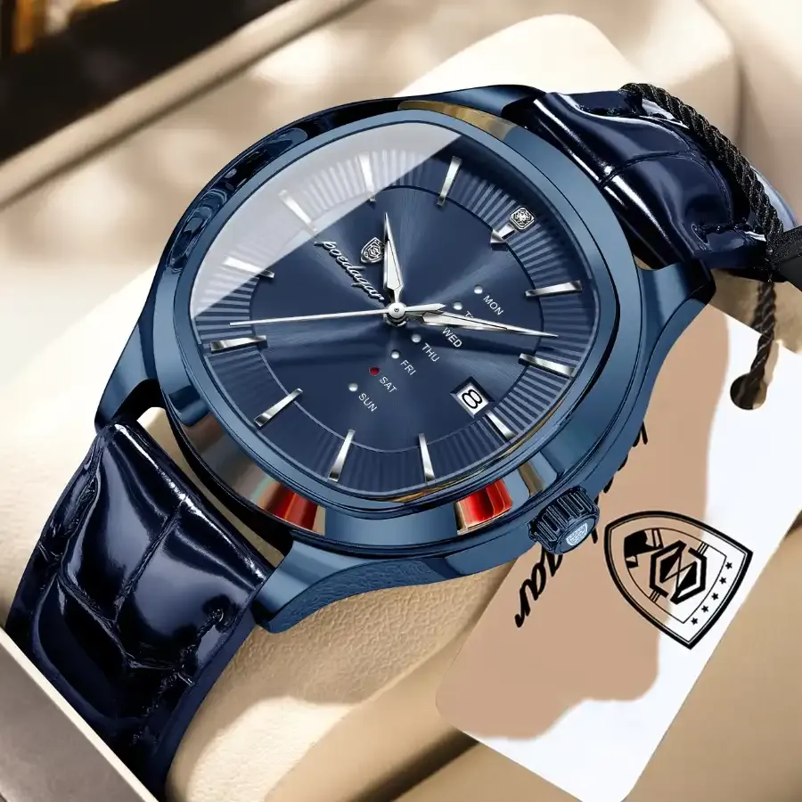 Poedagar 623 Men's Leather Watch Blue