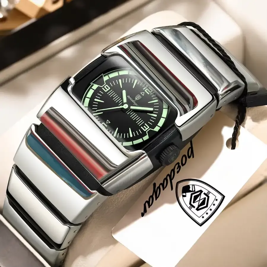 Poedagar 846 Men Quartz Watch Silver Green