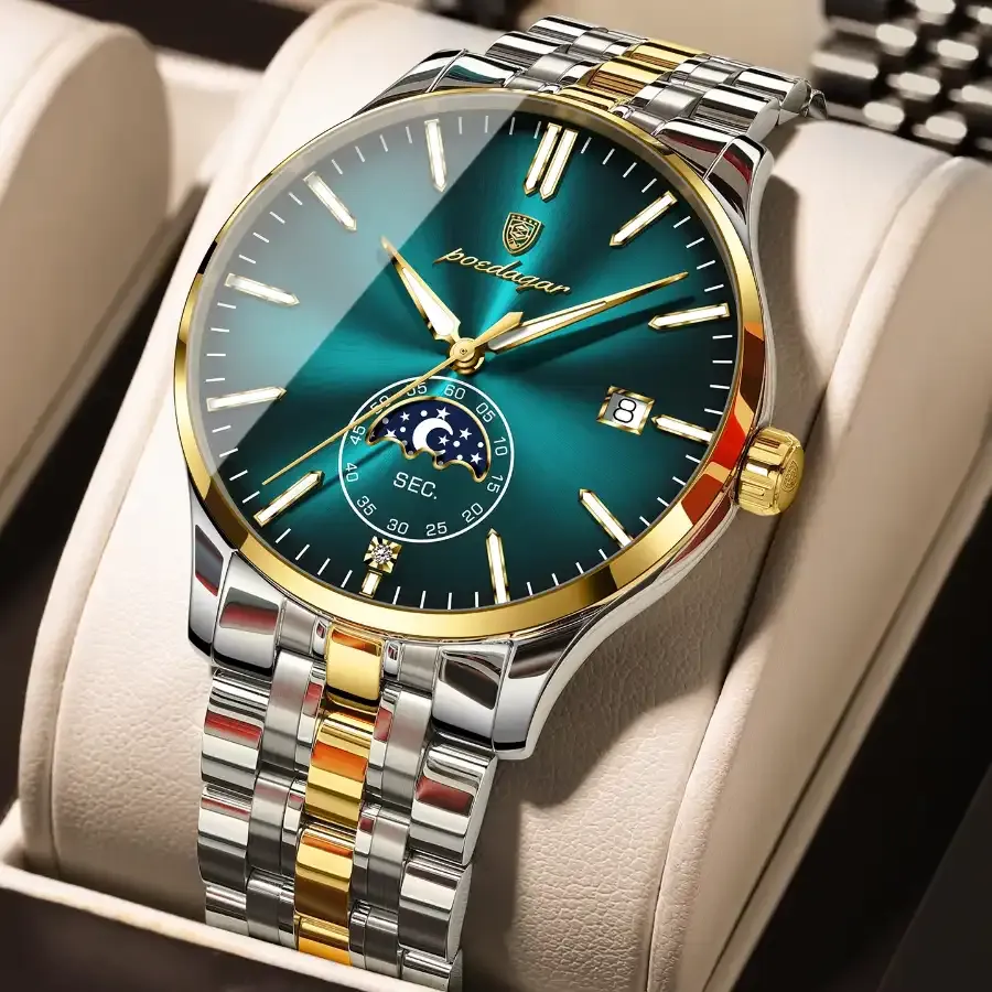 Poedagar 854 Men's Watch Gold Mint Blue